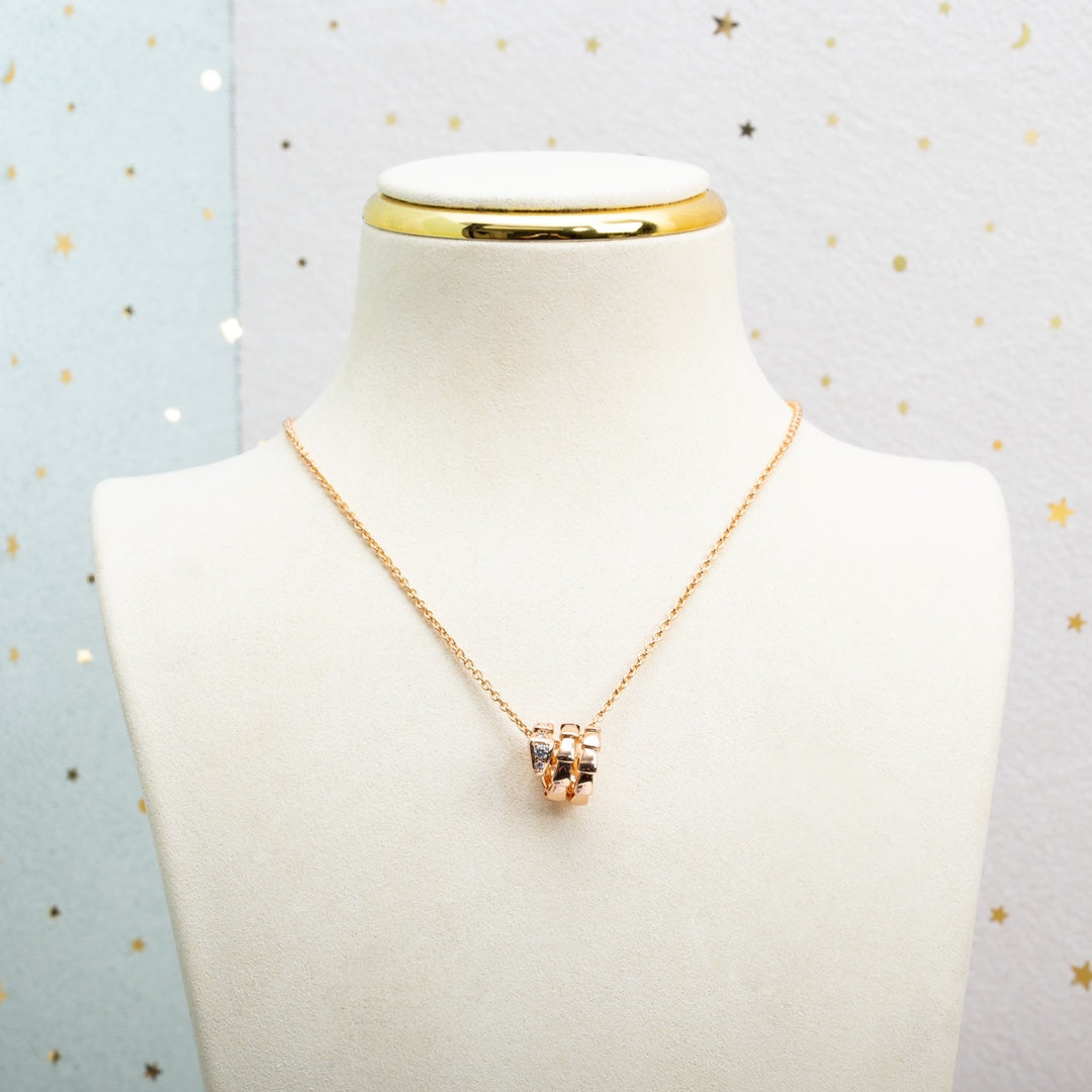 [⭐Glow]SERPENTI PINK GOLD NECKLACE DIAMOND