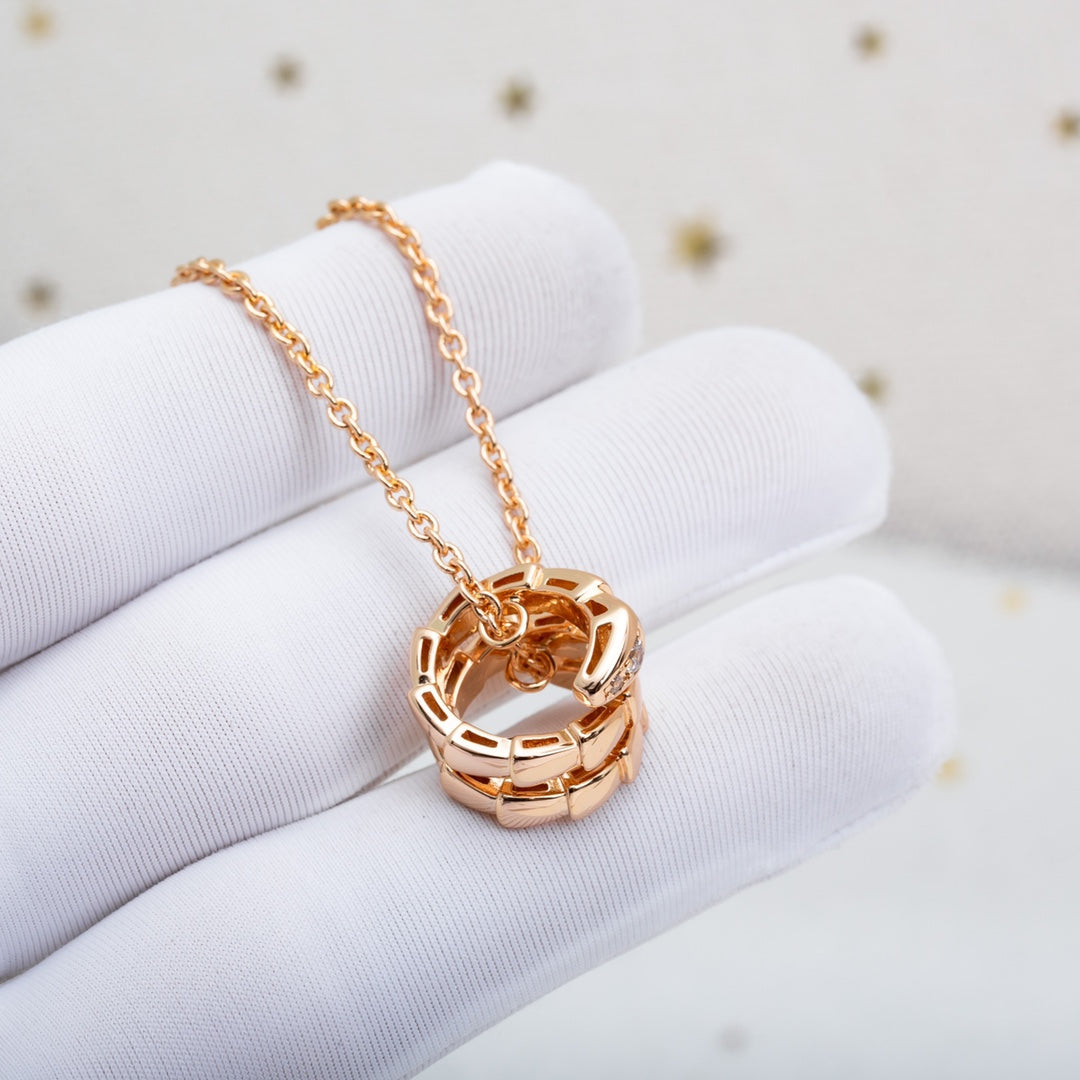[⭐Glow]SERPENTI PINK GOLD NECKLACE DIAMOND