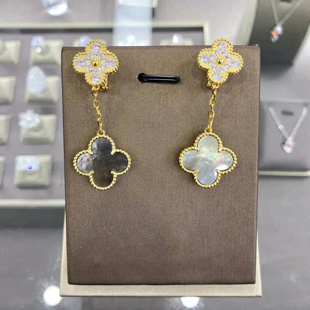 [⭐Glow]CLOVER  2 MOTIFS  DIAMOND  EARRINGS (MULTIPLE CHOICESç´