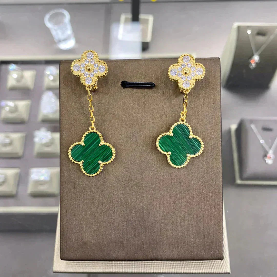 [⭐Glow]CLOVER  2 MOTIFS  DIAMOND  EARRINGS (MULTIPLE CHOICESç´