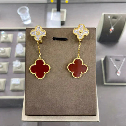 [⭐Glow]CLOVER  2 MOTIFS  DIAMOND  EARRINGS (MULTIPLE CHOICESç´