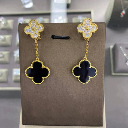 [⭐Glow]CLOVER  2 MOTIFS  DIAMOND  EARRINGS (MULTIPLE CHOICESç´