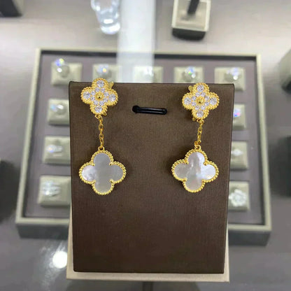 [⭐Glow]CLOVER  2 MOTIFS  DIAMOND  EARRINGS (MULTIPLE CHOICESç´