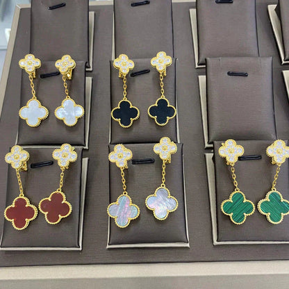[⭐Glow]CLOVER  2 MOTIFS  DIAMOND  EARRINGS (MULTIPLE CHOICESç´