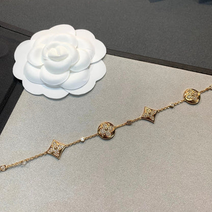[⭐Glow]STAR AND SUN 4 MOTIFS GOLD DIAMONDS BRACELET