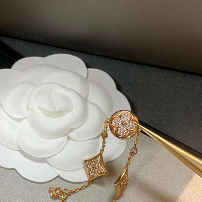 [⭐Glow]STAR AND SUN 4 MOTIFS GOLD DIAMONDS BRACELET