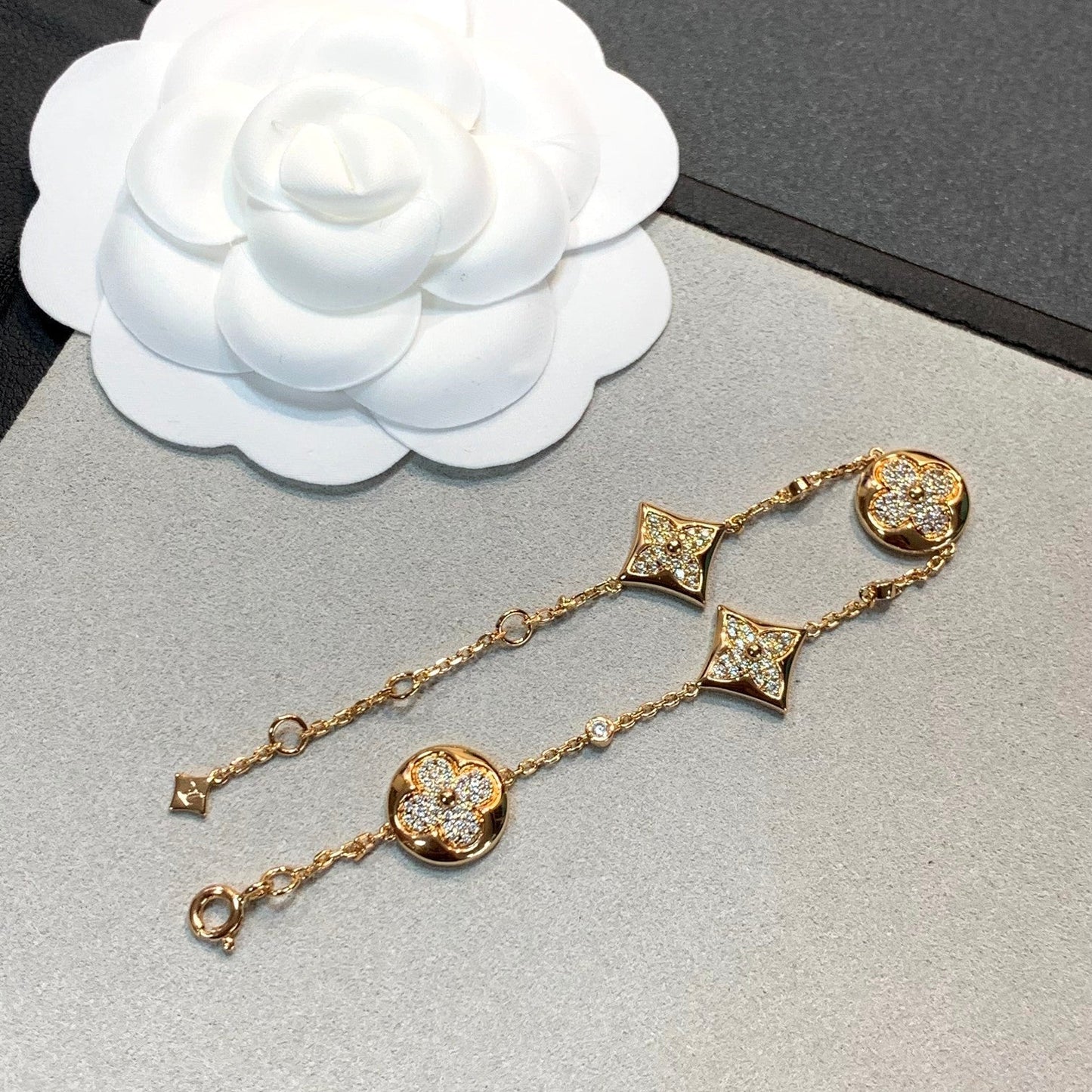 [⭐Glow]STAR AND SUN 4 MOTIFS GOLD DIAMONDS BRACELET