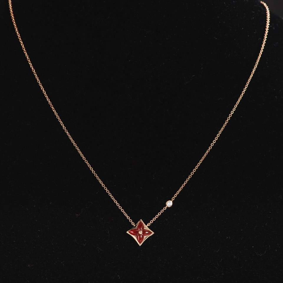 [⭐Glow]STAR NECKLACE PINK GOLD 1 DIAMOND