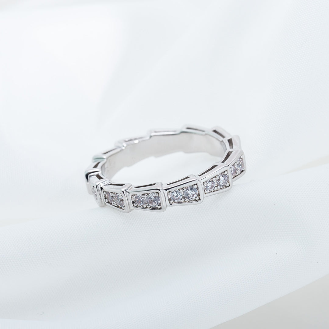 [⭐Glow]SERPENTI RING SILVER DIAMOND PAVED 3MM