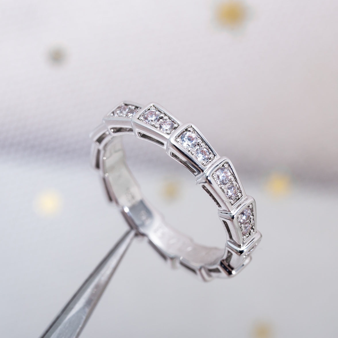 [⭐Glow]SERPENTI RING SILVER DIAMOND PAVED 3MM