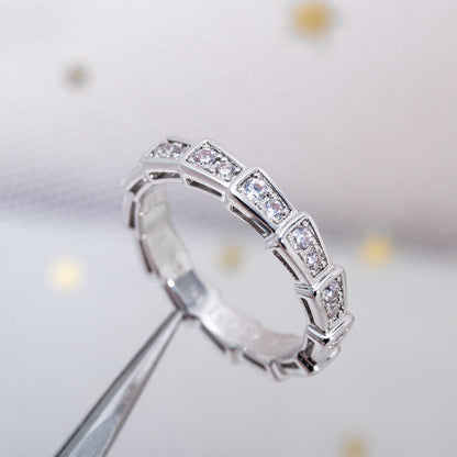 [⭐Glow]SERPENTI RING SILVER DIAMOND PAVED 3MM