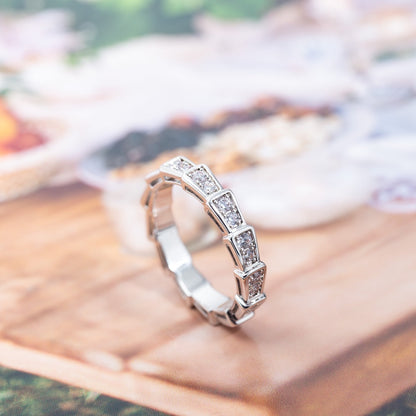 [⭐Glow]SERPENTI RING SILVER DIAMOND PAVED 3MM