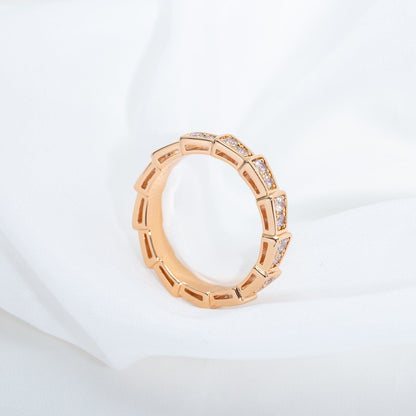 [⭐Glow]SERPENTI RING PINK GOLD DIAMOND PAVED 3MM