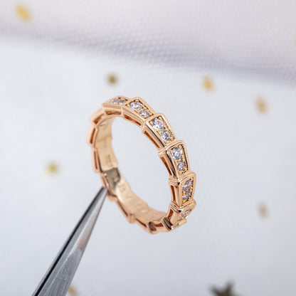 [⭐Glow]SERPENTI RING PINK GOLD DIAMOND PAVED 3MM