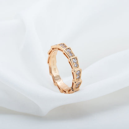 [⭐Glow]SERPENTI RING PINK GOLD DIAMOND PAVED 3MM