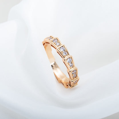 [⭐Glow]SERPENTI RING PINK GOLD DIAMOND PAVED 3MM
