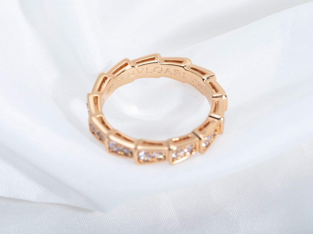 [⭐Glow]SERPENTI RING PINK GOLD DIAMOND PAVED 3MM