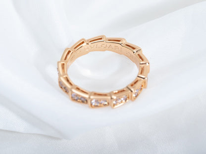 [⭐Glow]SERPENTI RING PINK GOLD DIAMOND PAVED 3MM