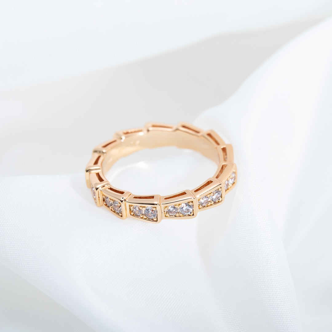 [⭐Glow]SERPENTI RING PINK GOLD DIAMOND PAVED 3MM