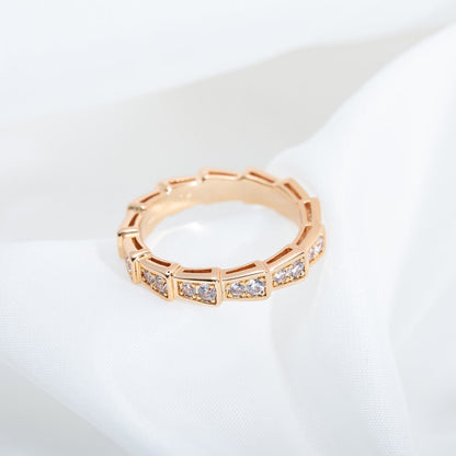 [⭐Glow]SERPENTI RING PINK GOLD DIAMOND PAVED 3MM