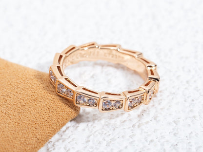 [⭐Glow]SERPENTI RING PINK GOLD DIAMOND PAVED 3MM