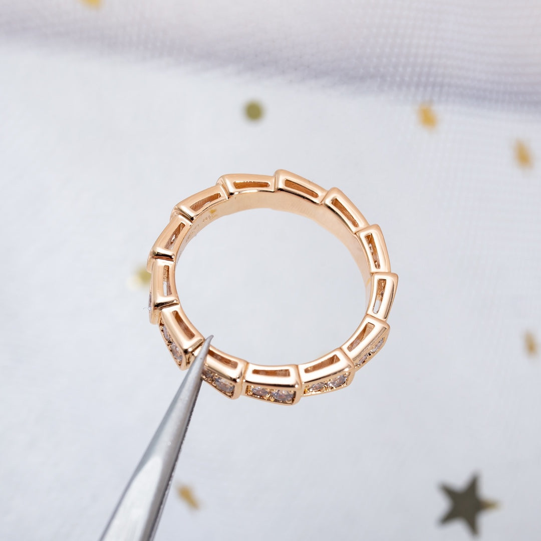[⭐Glow]SERPENTI RING PINK GOLD DIAMOND PAVED 3MM