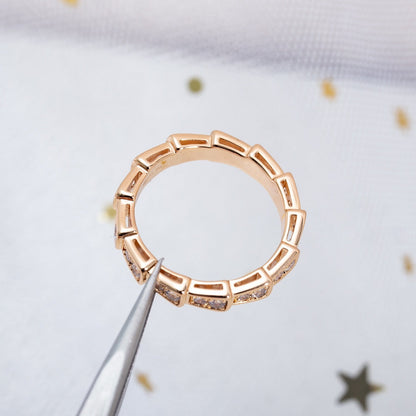 [⭐Glow]SERPENTI RING PINK GOLD DIAMOND PAVED 3MM