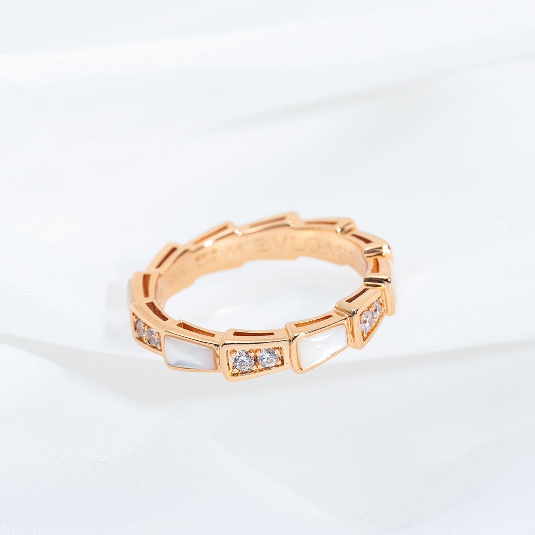 [⭐Glow]SERPENTI RING PINK GOLD DIAMOND MOP 3MM