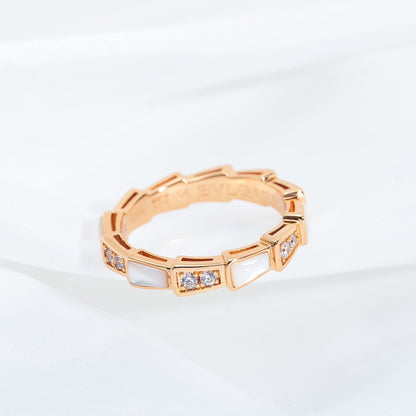 [⭐Glow]SERPENTI RING PINK GOLD DIAMOND MOP 3MM
