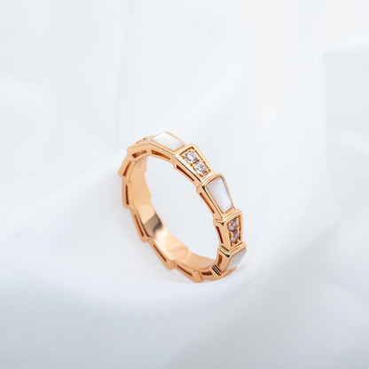 [⭐Glow]SERPENTI RING PINK GOLD DIAMOND MOP 3MM