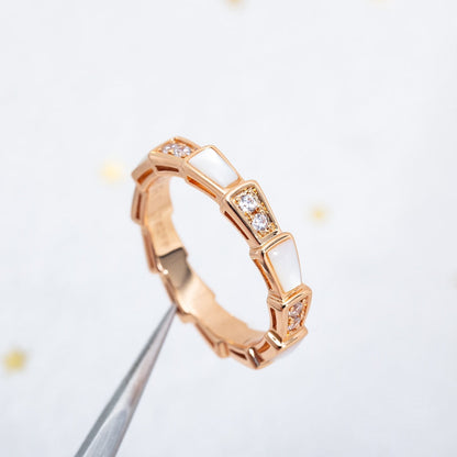 [⭐Glow]SERPENTI RING PINK GOLD DIAMOND MOP 3MM