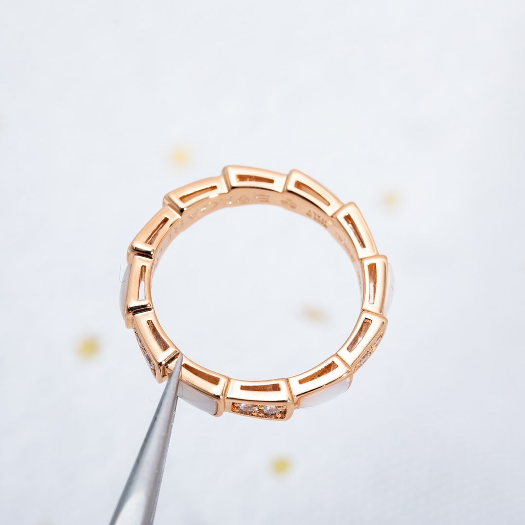 [⭐Glow]SERPENTI RING PINK GOLD DIAMOND MOP 3MM