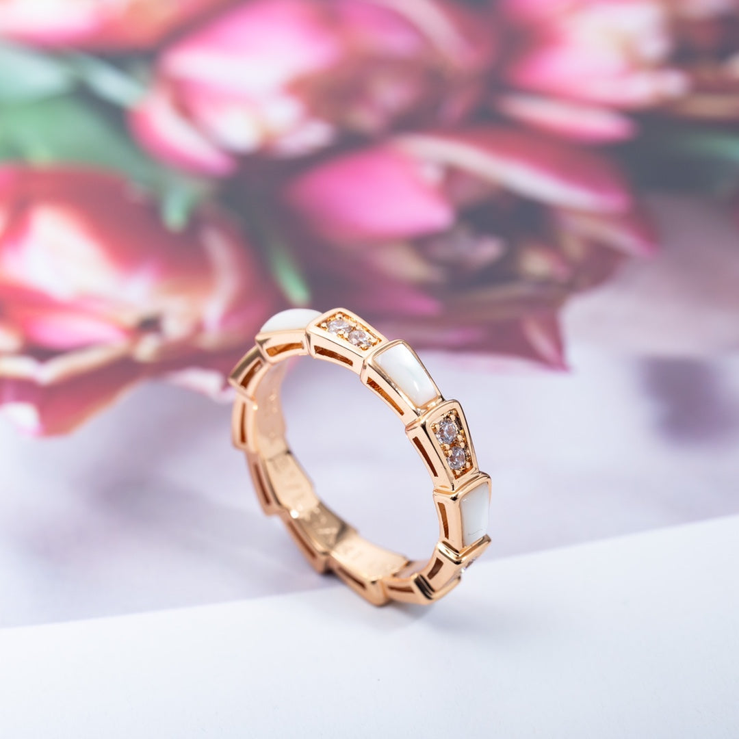 [⭐Glow]SERPENTI RING PINK GOLD DIAMOND MOP 3MM