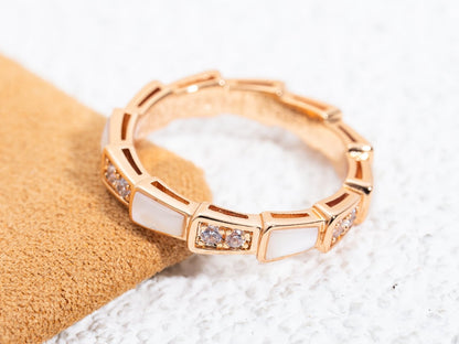 [⭐Glow]SERPENTI RING PINK GOLD DIAMOND MOP 3MM