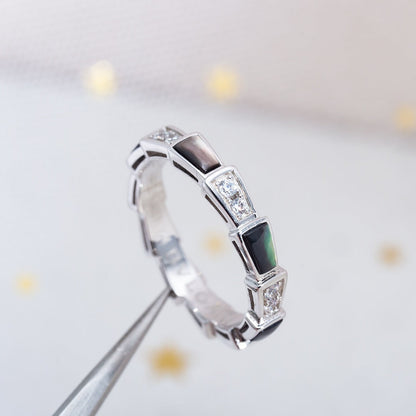 [⭐Glow]SERPENTI RING SILVER  DIAMOND BLACK MOP 3MM