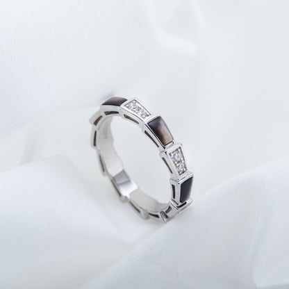 [⭐Glow]SERPENTI RING SILVER  DIAMOND BLACK MOP 3MM