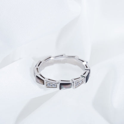 [⭐Glow]SERPENTI RING SILVER  DIAMOND BLACK MOP 3MM