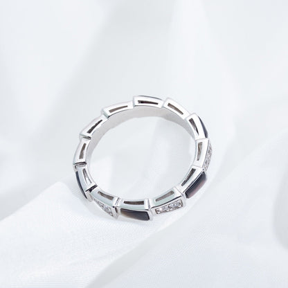 [⭐Glow]SERPENTI RING SILVER  DIAMOND BLACK MOP 3MM