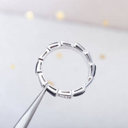 [⭐Glow]SERPENTI RING SILVER  DIAMOND BLACK MOP 3MM