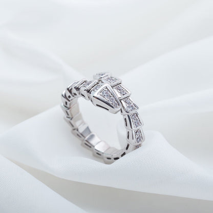 [⭐Glow]SERPENTI RING SILVER DIAMOND PAVED 4MM