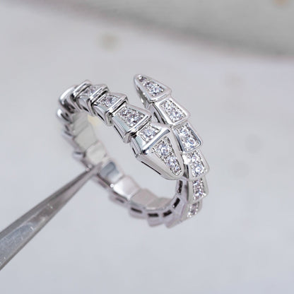 [⭐Glow]SERPENTI RING SILVER DIAMOND PAVED 4MM