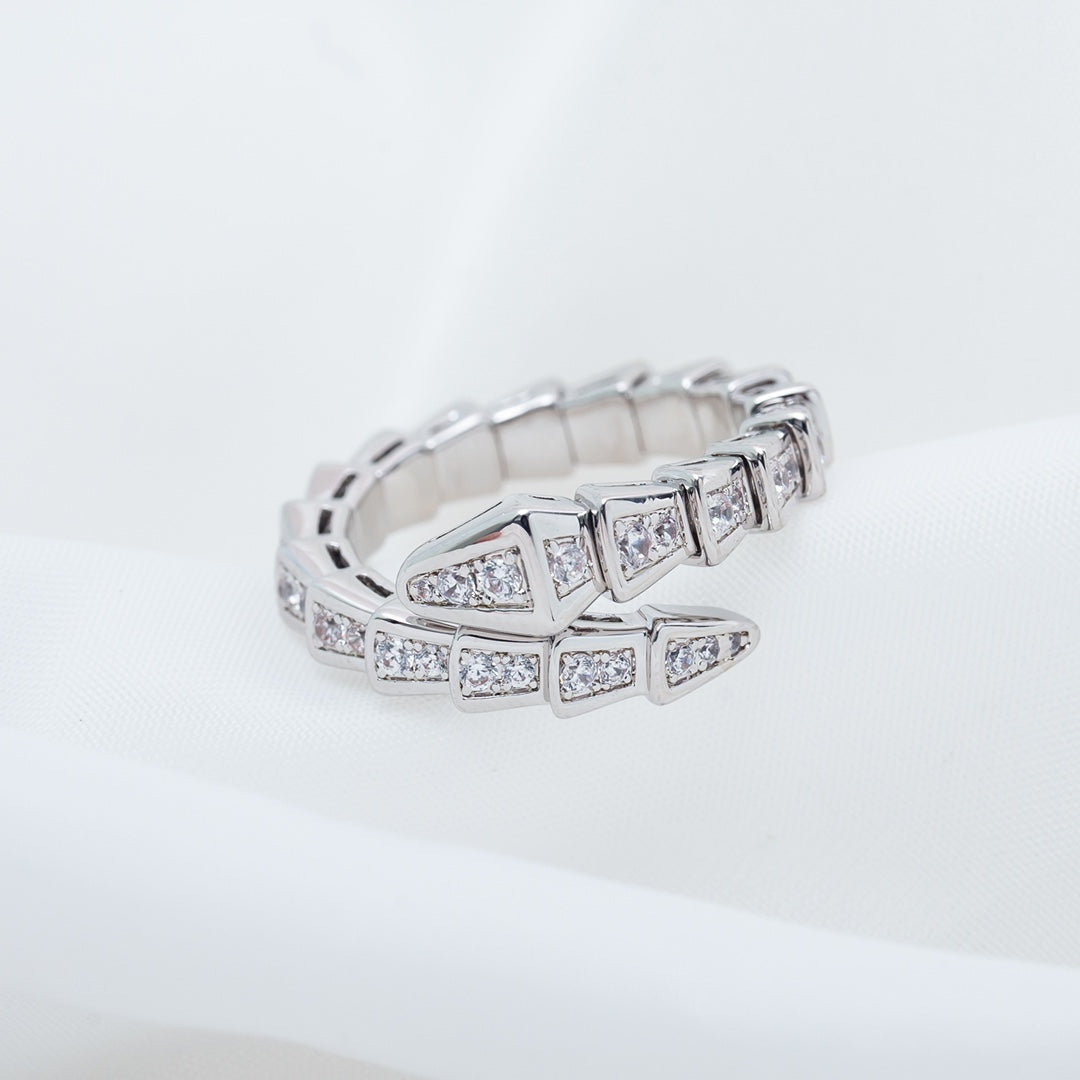 [⭐Glow]SERPENTI RING SILVER DIAMOND PAVED 4MM