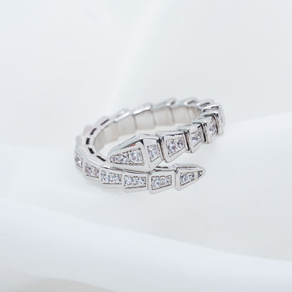 [⭐Glow]SERPENTI RING SILVER DIAMOND PAVED 4MM