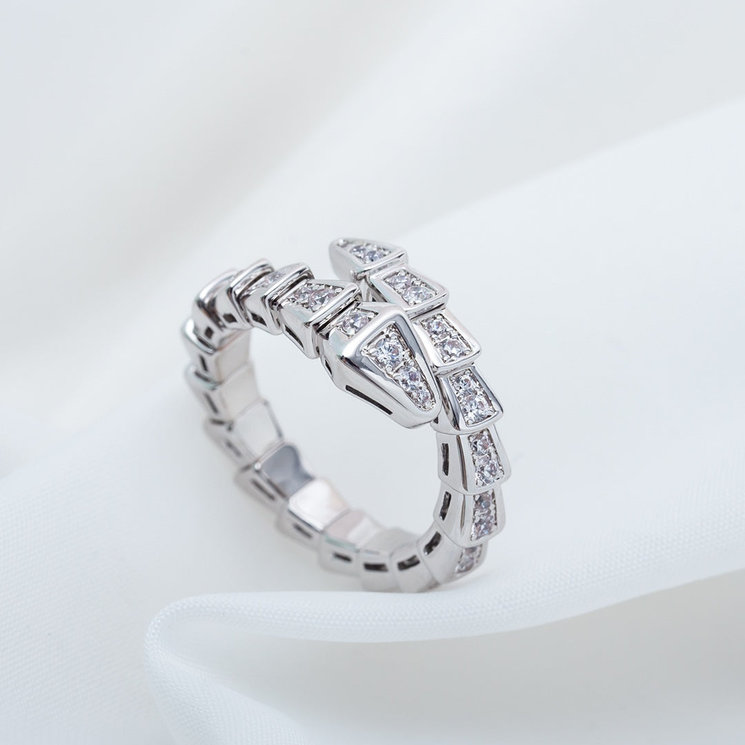 [⭐Glow]SERPENTI RING SILVER DIAMOND PAVED 4MM