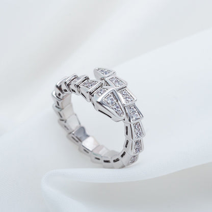 [⭐Glow]SERPENTI RING SILVER DIAMOND PAVED 4MM