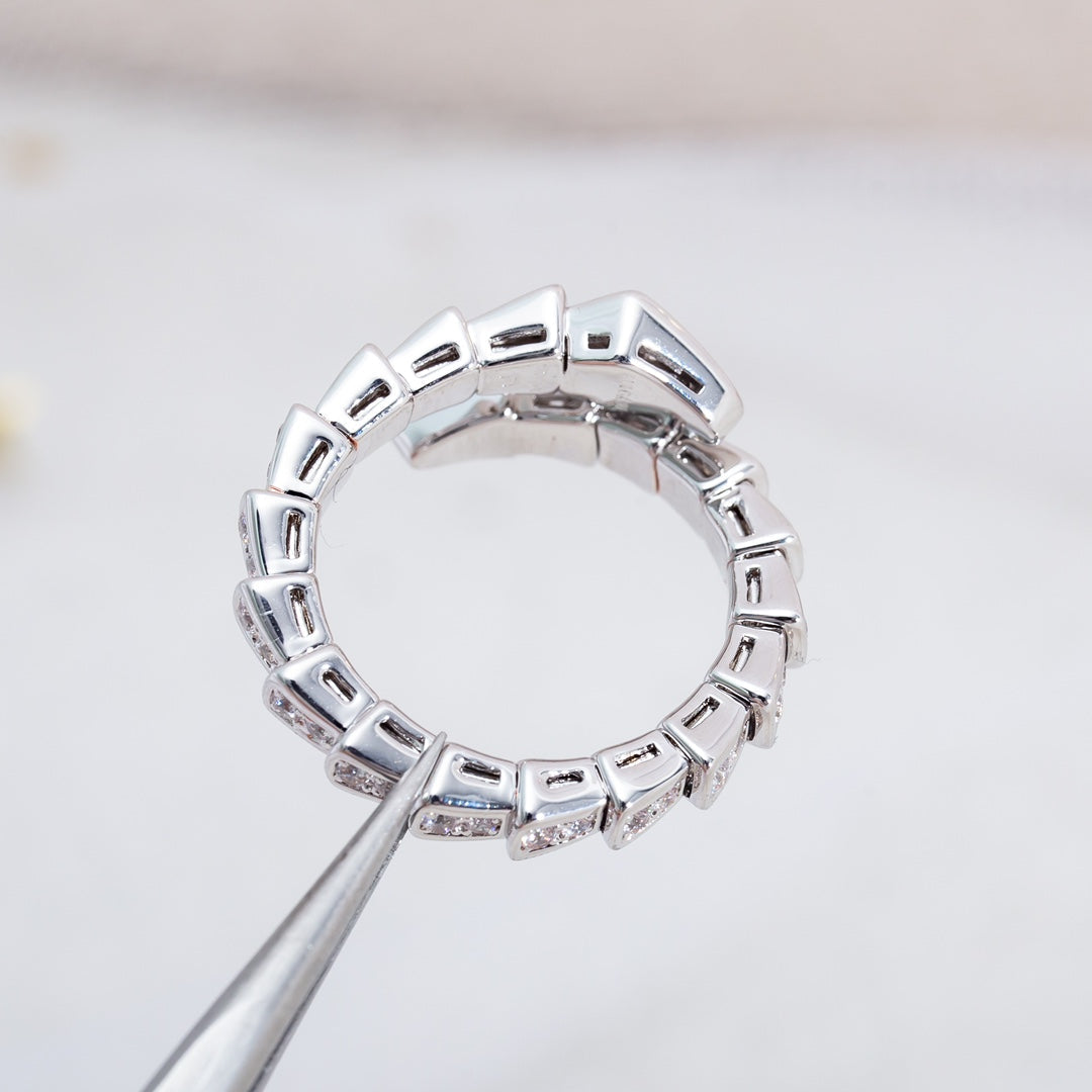 [⭐Glow]SERPENTI RING SILVER DIAMOND PAVED 4MM