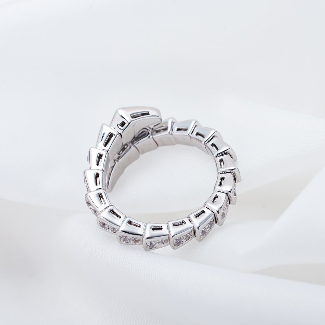 [⭐Glow]SERPENTI RING SILVER DIAMOND PAVED 4MM