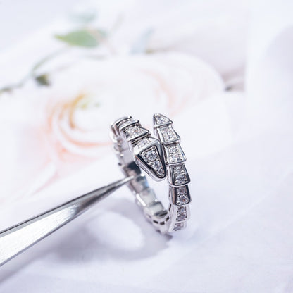 [⭐Glow]SERPENTI RING SILVER DIAMOND PAVED 4MM
