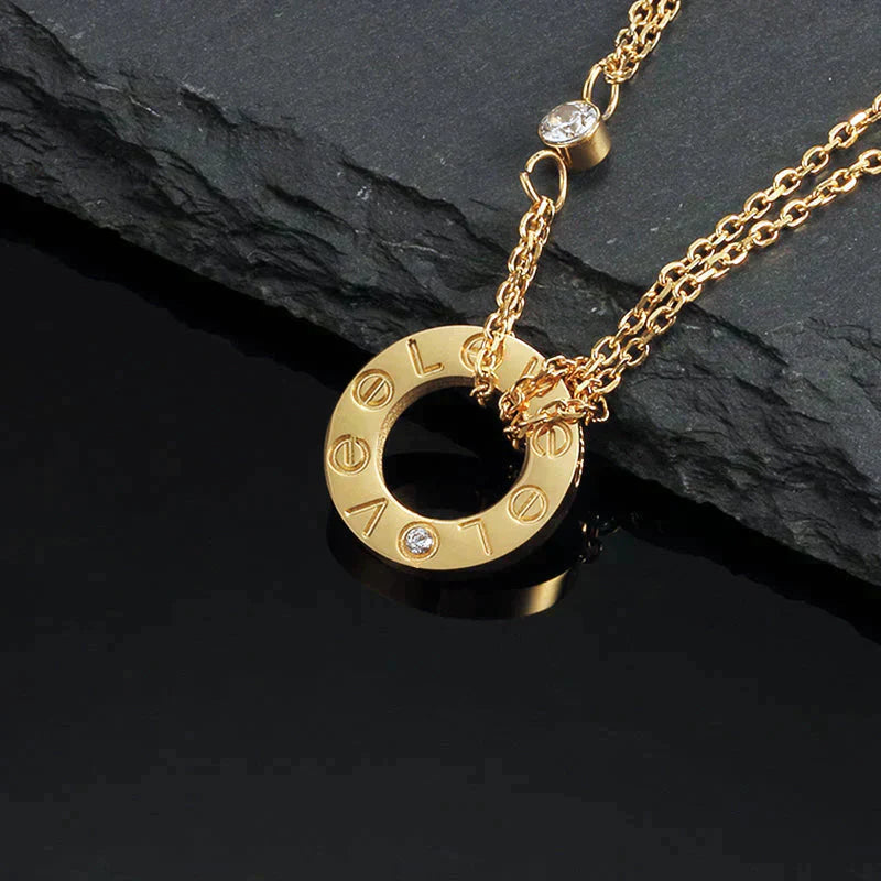 [⭐Glow]LOVE NECKLACE 16MM 2 DIAMONDS