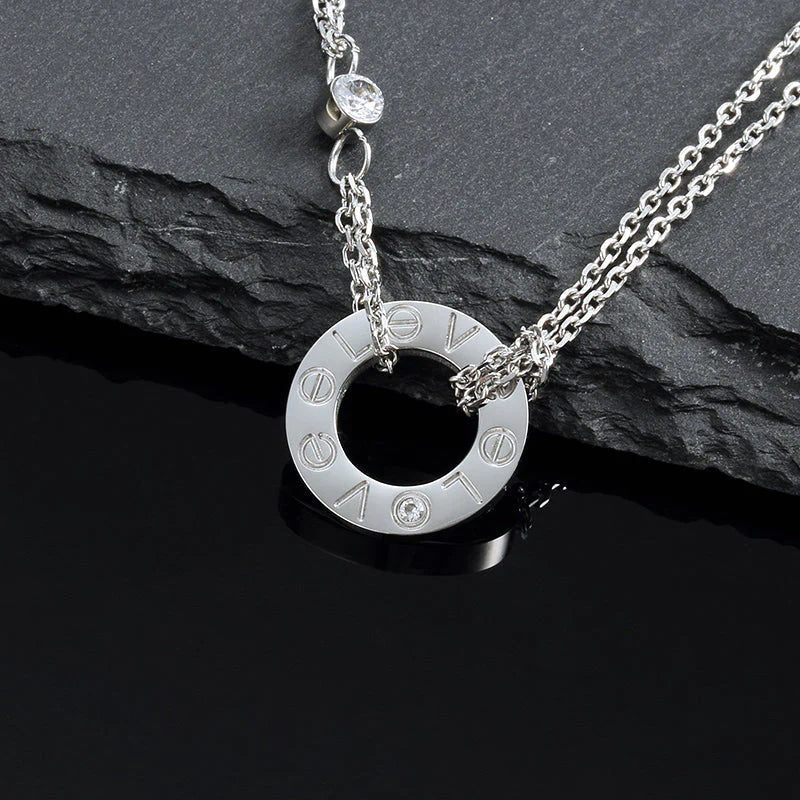 [⭐Glow]LOVE NECKLACE 16MM 2 DIAMONDS